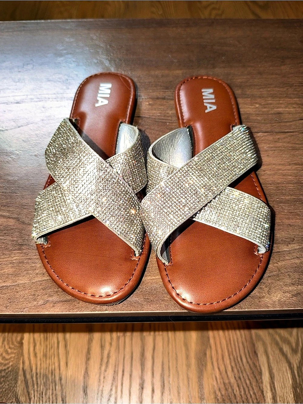 MIA Women's Rhinestone Crisscross Sandals